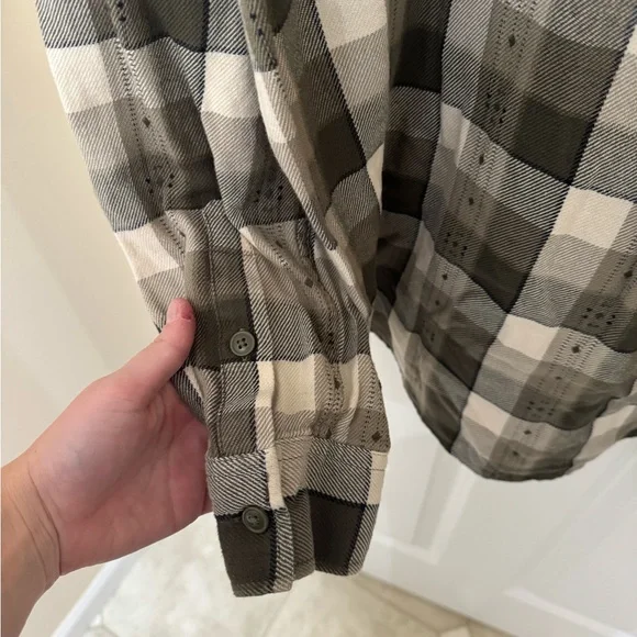 Frye Checkered Shirt Jacket in Black, Gray, and Cream - Picture 8 of 9